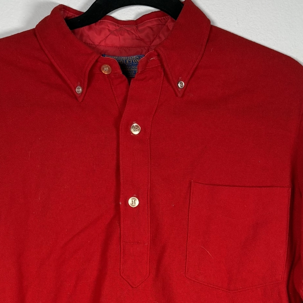 Pendleton Scarlet Red 100% Wool Qtr Button-Down S… - image 5